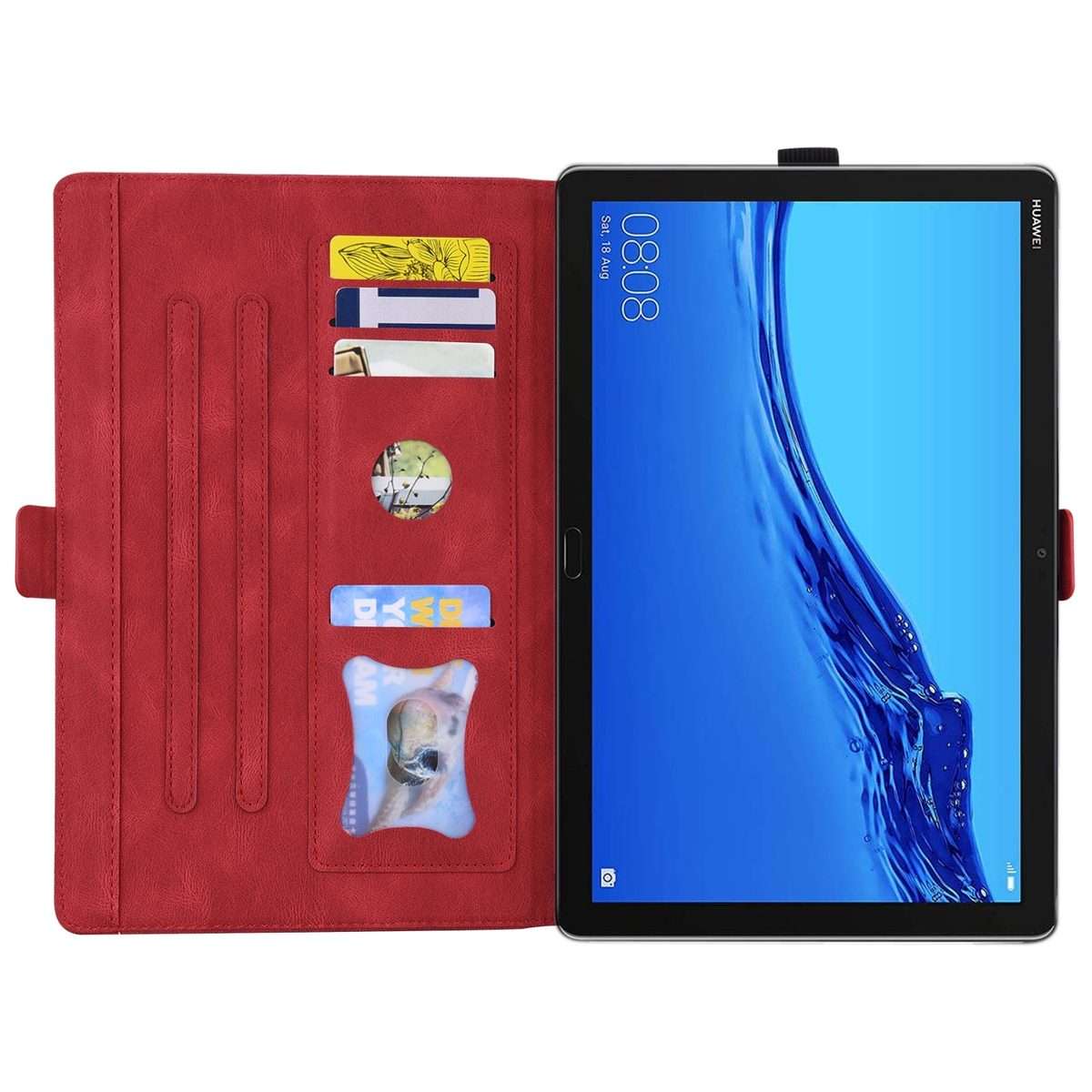 For Huawei MediaPad M5 Lite 8 / Honor Tab 5 Love Butterfly Pattern Horizontal Flip Leath ... (Red)