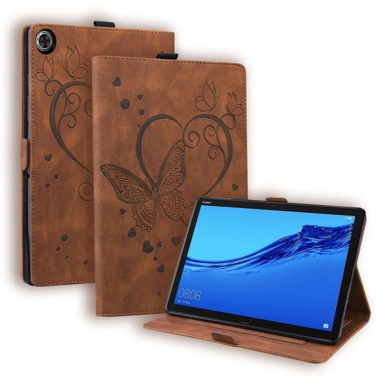For Huawei MediaPad M5 Lite 8 / Honor Tab 5 Love Butterfly Pattern Horizontal Flip Lea ... (Brown)