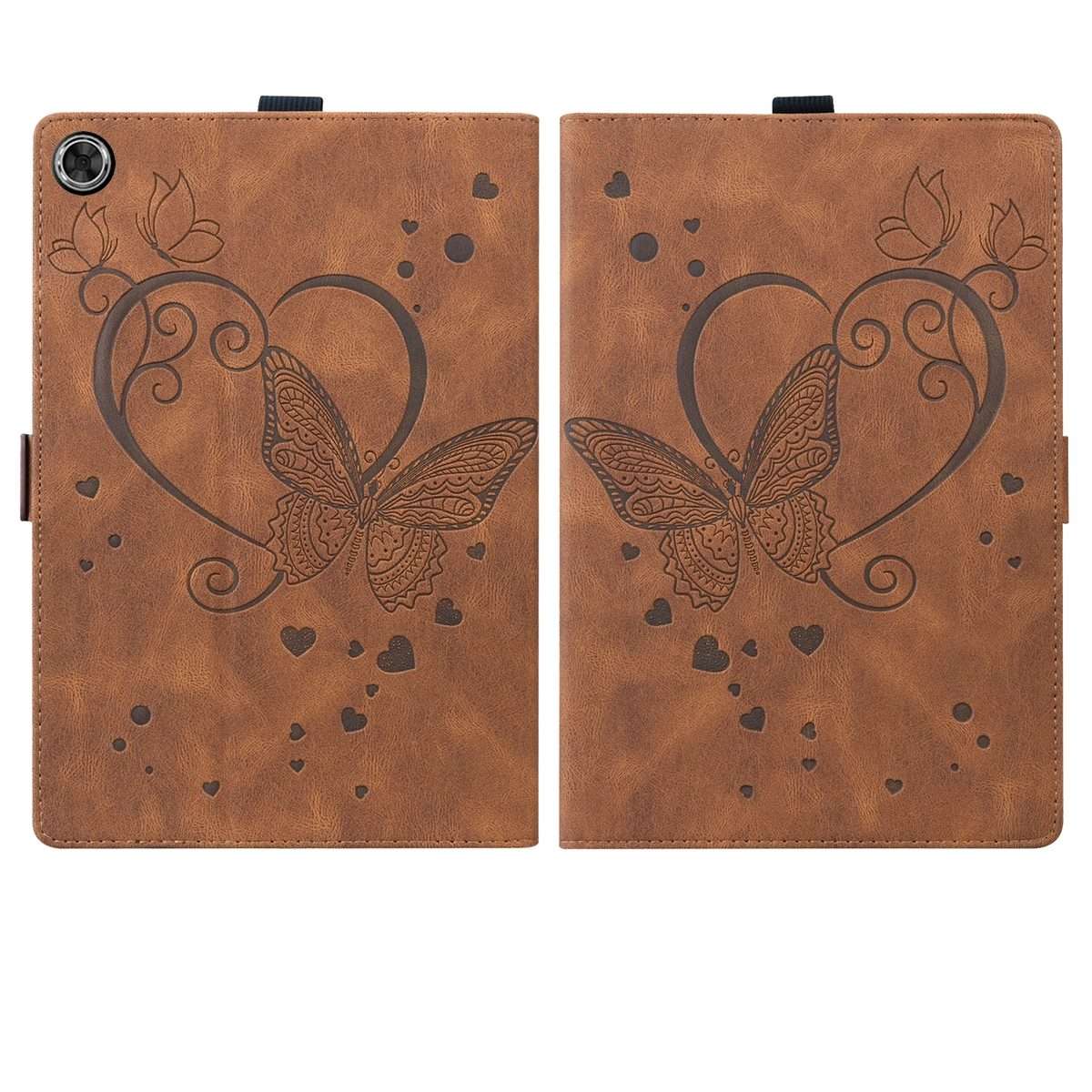 For Huawei MediaPad M5 Lite 8 / Honor Tab 5 Love Butterfly Pattern Horizontal Flip Lea ... (Brown)
