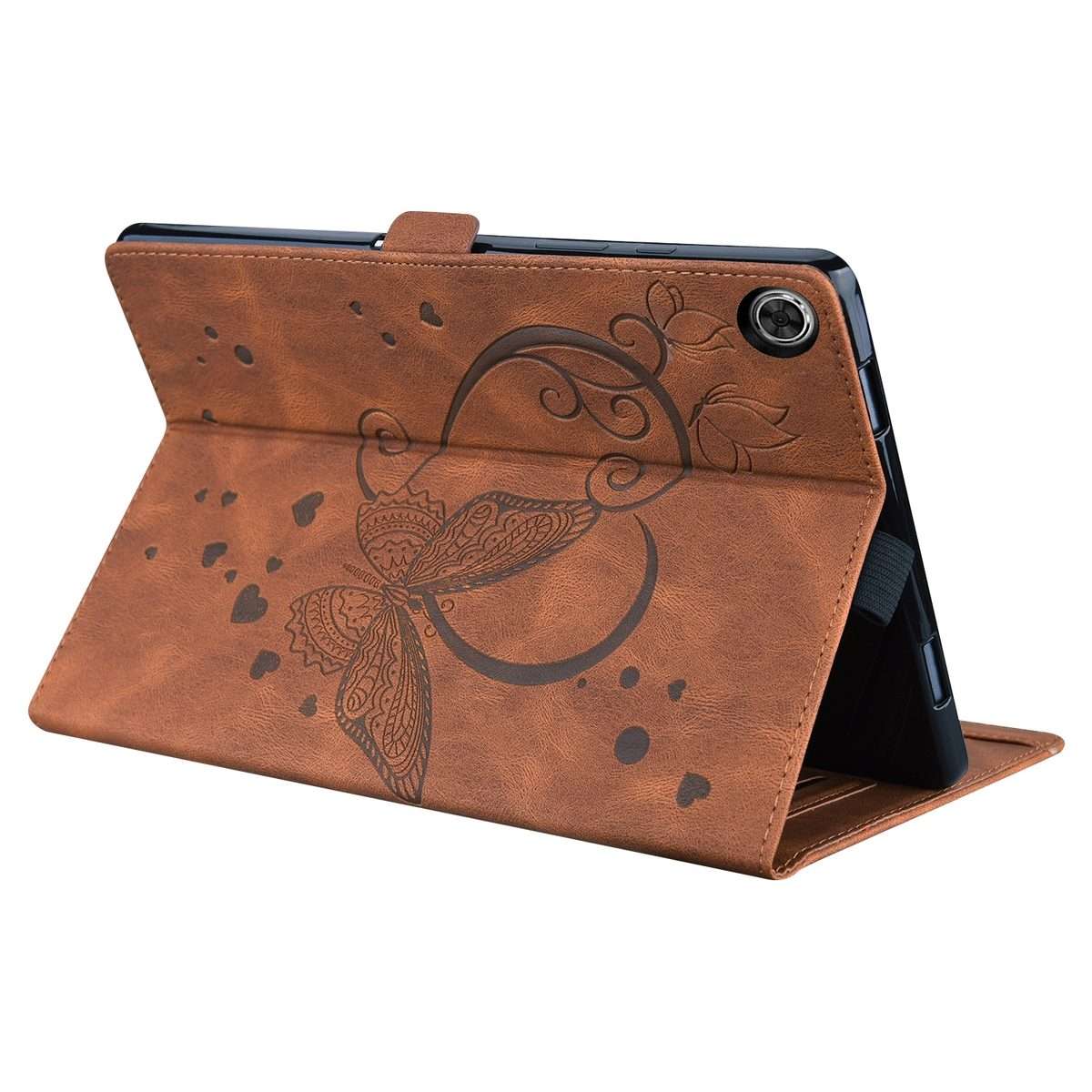 For Huawei MediaPad M5 Lite 8 / Honor Tab 5 Love Butterfly Pattern Horizontal Flip Lea ... (Brown)
