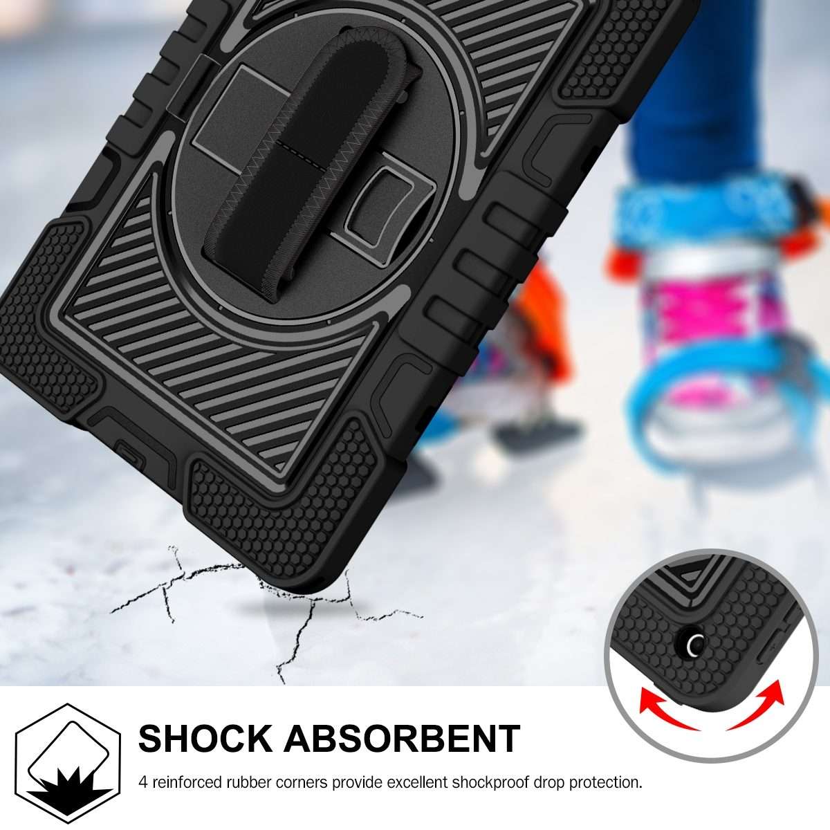For iPad 10.2 2021 / 2020 / 2019 360 Degree Rotation Contrast Color Shockproof Silicon ... (Black)