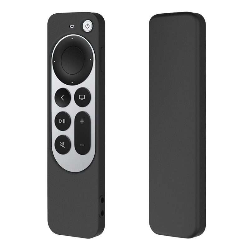 Silicone Protective Case Cover with Rope For Apple TV 4K 4th Siri Remote Controller(Black)