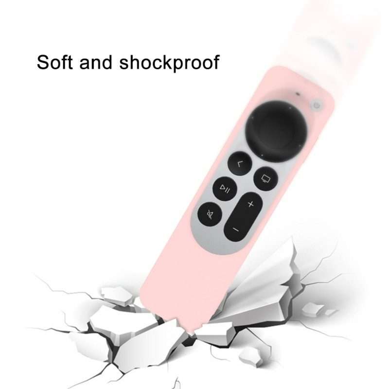 Silicone Protective Case Cover with Rope For Apple TV 4K 4th Siri Remote Controller(Black)