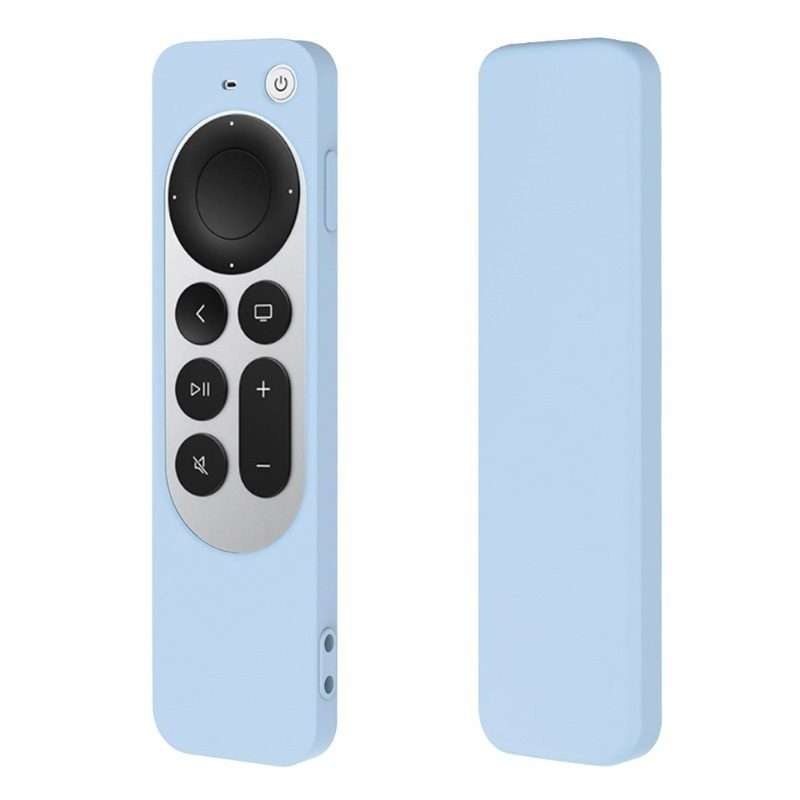 Silicone Protective Case Cover with Rope For Apple TV 4K 4th Siri Remote Controller(Sky Blue)