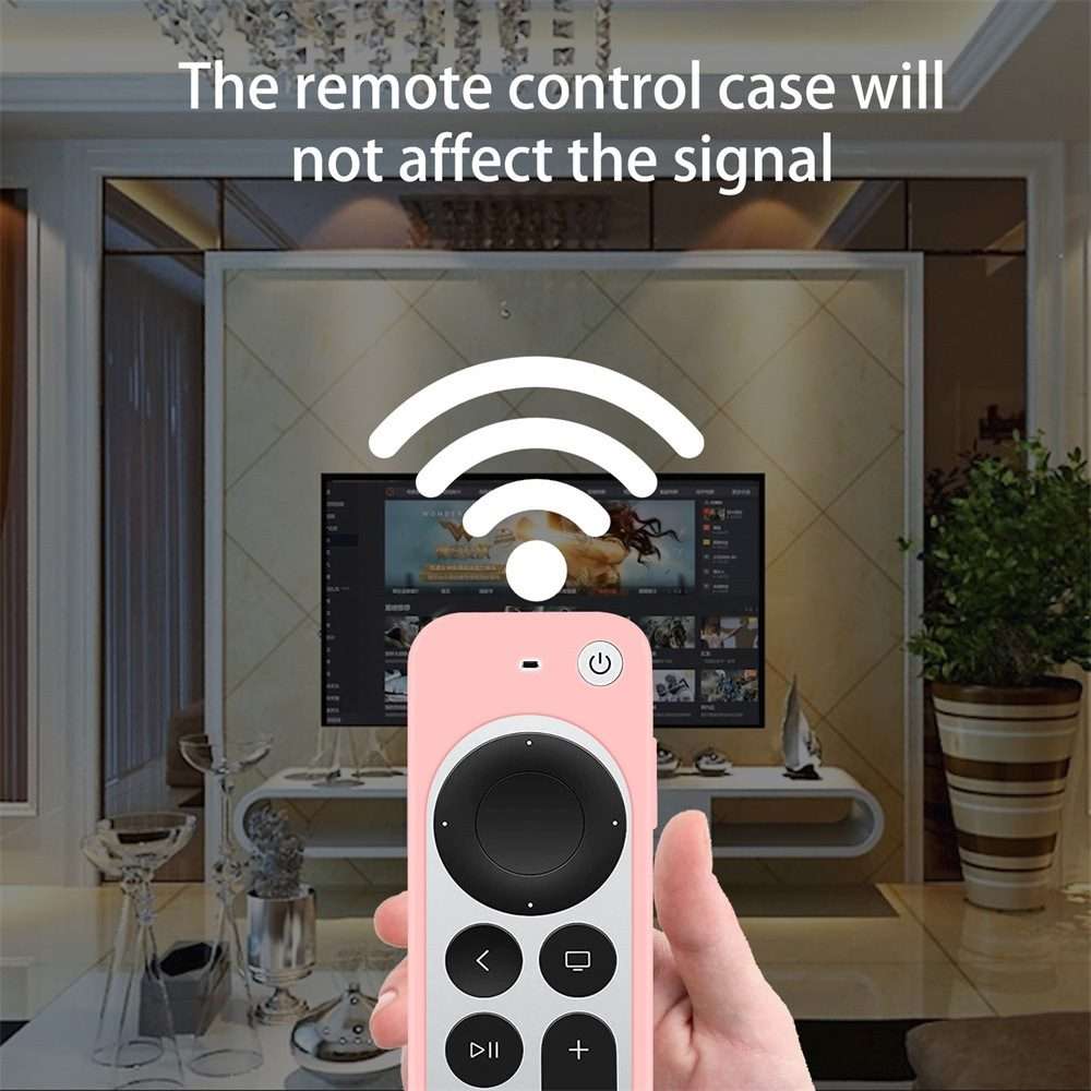 Silicone Protective Case Cover with Rope For Apple TV 4K 4th Siri Remote Controller(Sky Blue)