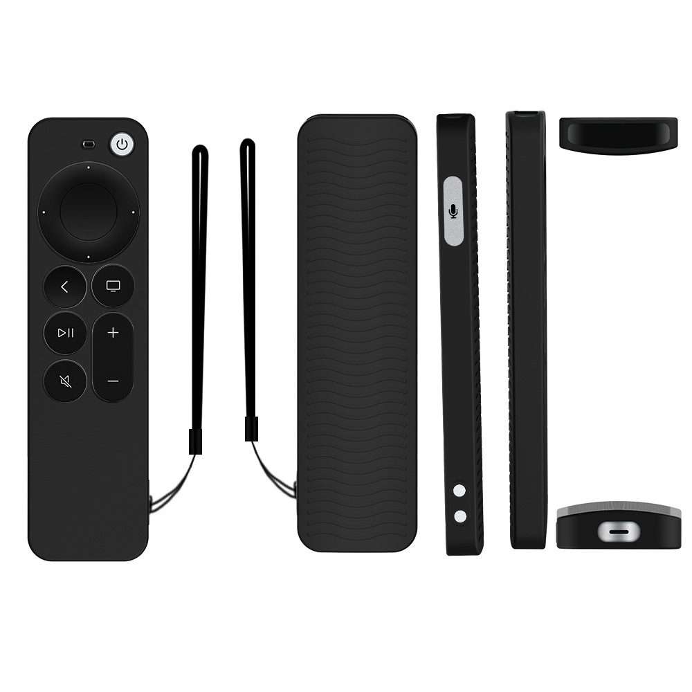 Silicone Protective Case Cover For Apple TV 4K 4th Siri Remote Controller(Black)