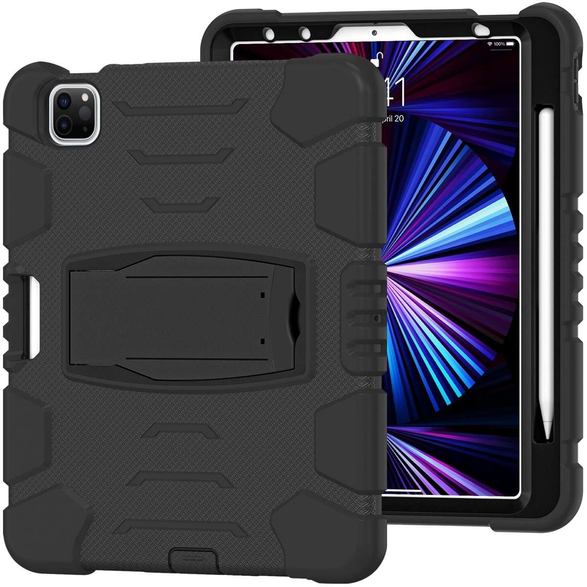 For iPad Pro 11 2022 / 2021 / 2020 / 2018 3-Layer Protection Screen Frame + PC + ... (Black+Black)