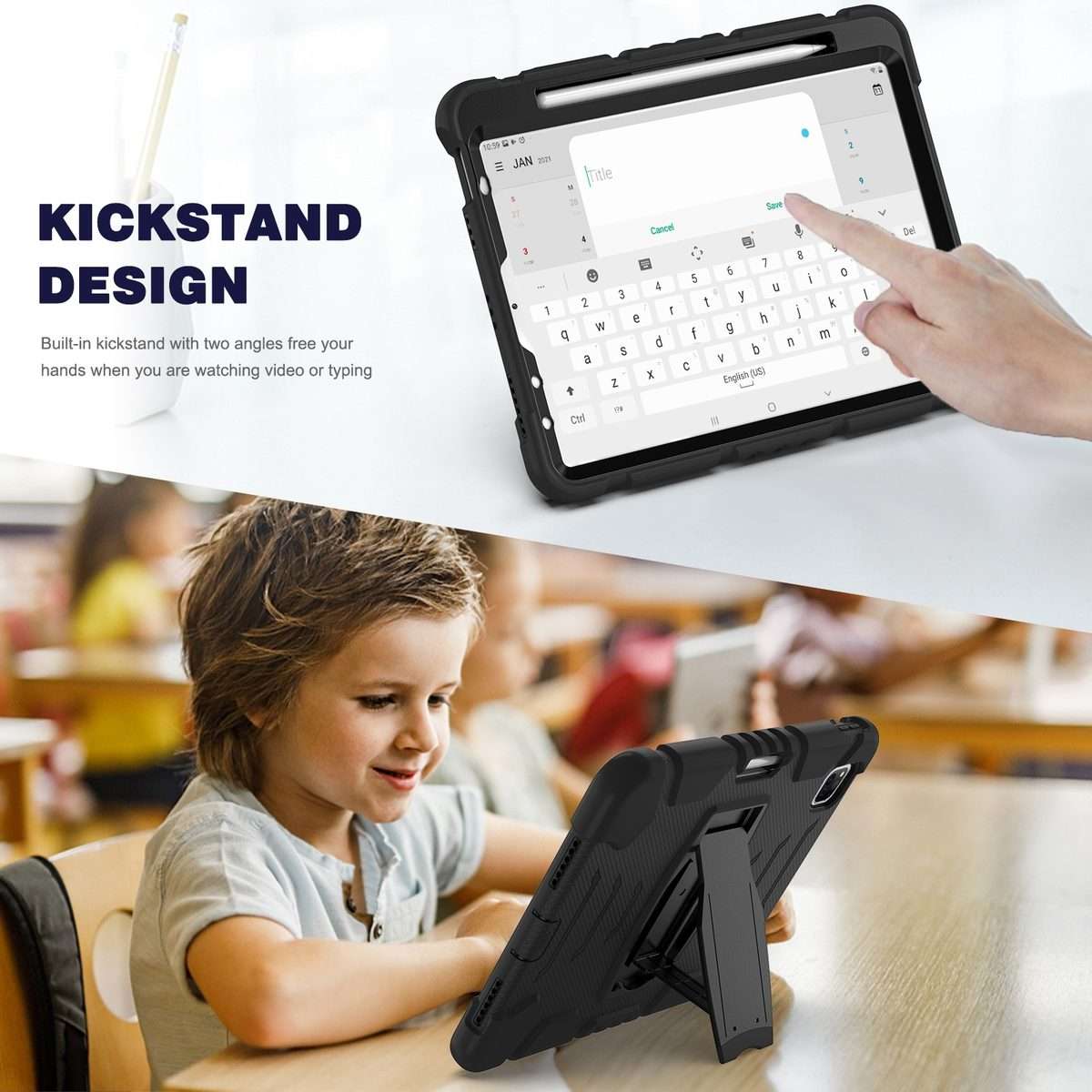 For iPad Pro 11 2022 / 2021 / 2020 / 2018 3-Layer Protection Screen Frame + PC + ... (Black+Black)