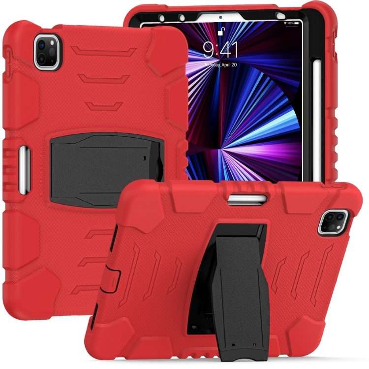 For iPad Pro 11 2022 / 2021 / 2020 / 2018 3-Layer Protection Screen Frame + PC + S ... (Red+Black)