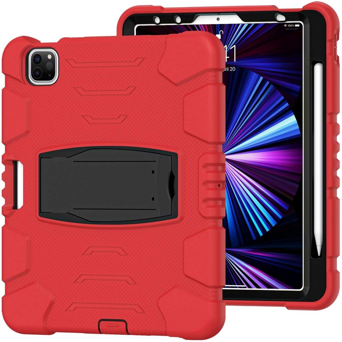 For iPad Pro 11 2022 / 2021 / 2020 / 2018 3-Layer Protection Screen Frame + PC + S ... (Red+Black)