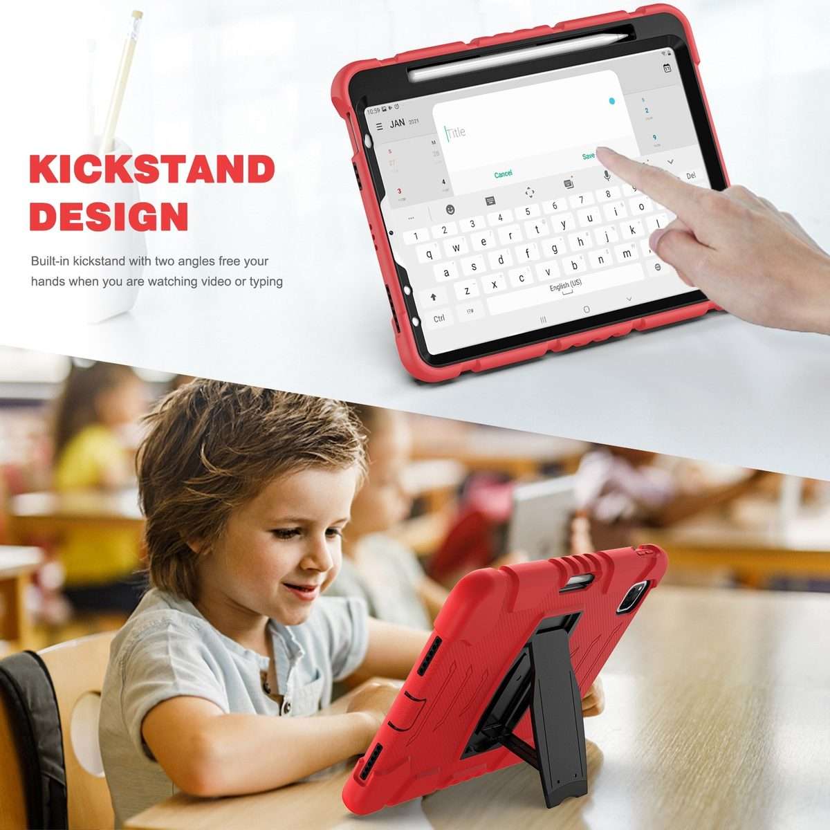 For iPad Pro 11 2022 / 2021 / 2020 / 2018 3-Layer Protection Screen Frame + PC + S ... (Red+Black)