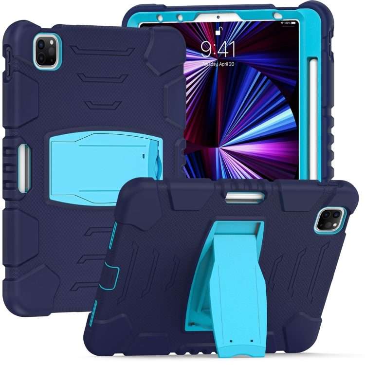 For iPad Pro 11 2022 / 2021 / 2020 / 2018 3-Layer Protection Screen Frame + PC ... (NavyBlue+Blue)