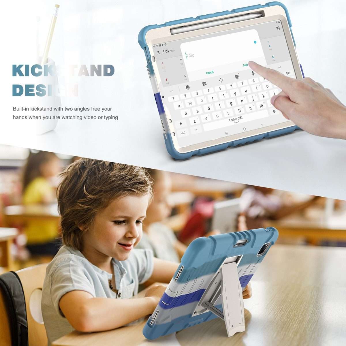 For iPad Pro 11 2022 / 2021 / 2020 / 2018 3-Layer Protection Screen Frame + PC ... (Colorful Blue)