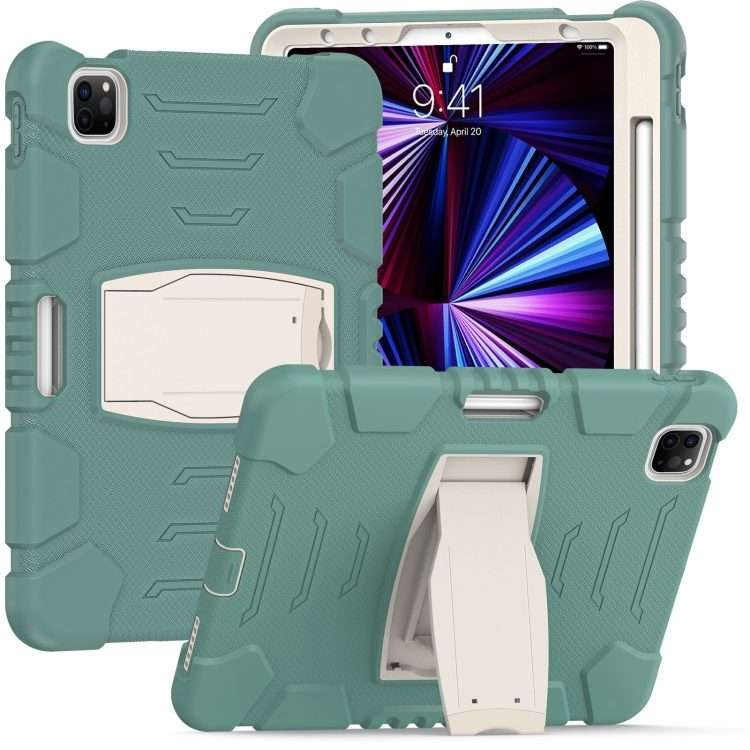 For iPad Pro 11 2022 / 2021 / 2020 / 2018 3-Layer Protection Screen Frame + PC ... (Emerald Green)