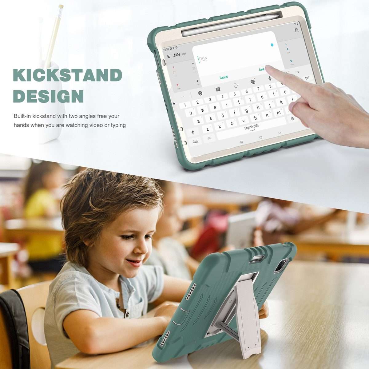 For iPad Pro 11 2022 / 2021 / 2020 / 2018 3-Layer Protection Screen Frame + PC ... (Emerald Green)