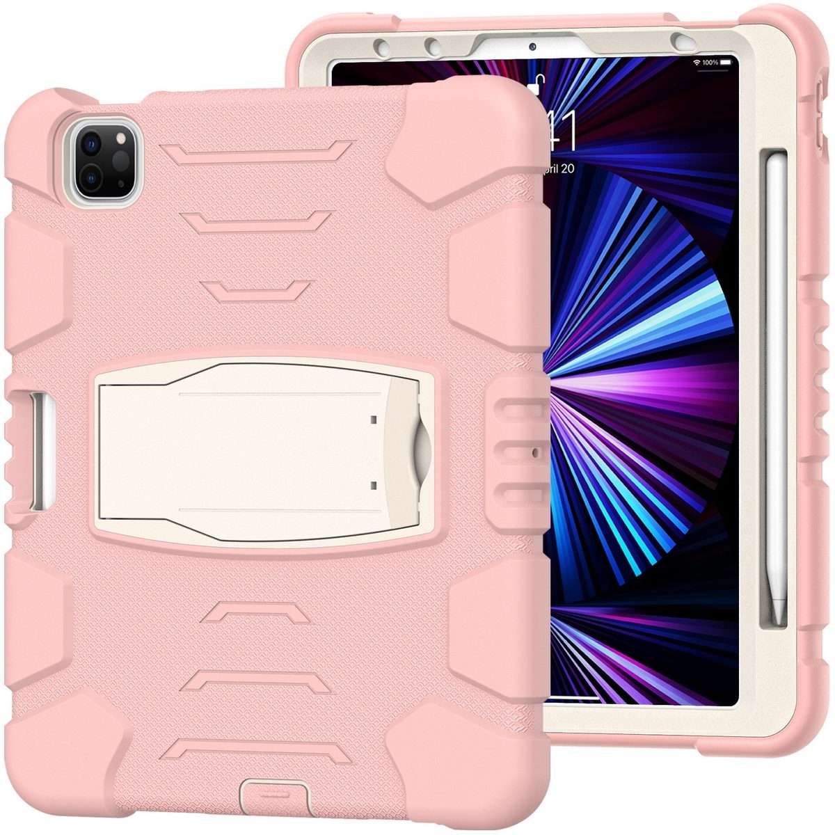 For iPad Pro 11 2022 / 2021 / 2020 / 2018 3-Layer Protection Screen Fra ... (Cherry Blossoms Pink)
