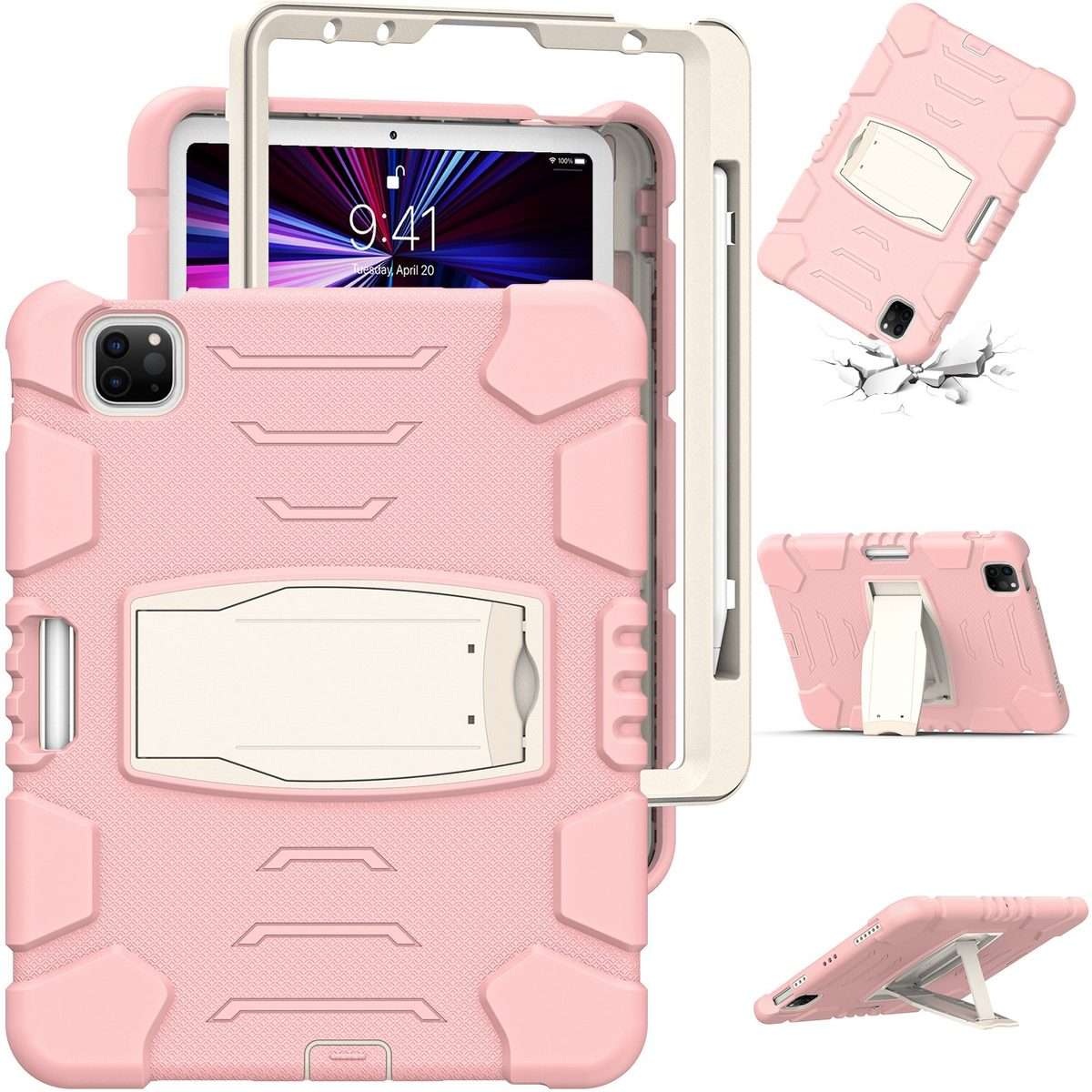 For iPad Pro 11 2022 / 2021 / 2020 / 2018 3-Layer Protection Screen Fra ... (Cherry Blossoms Pink)