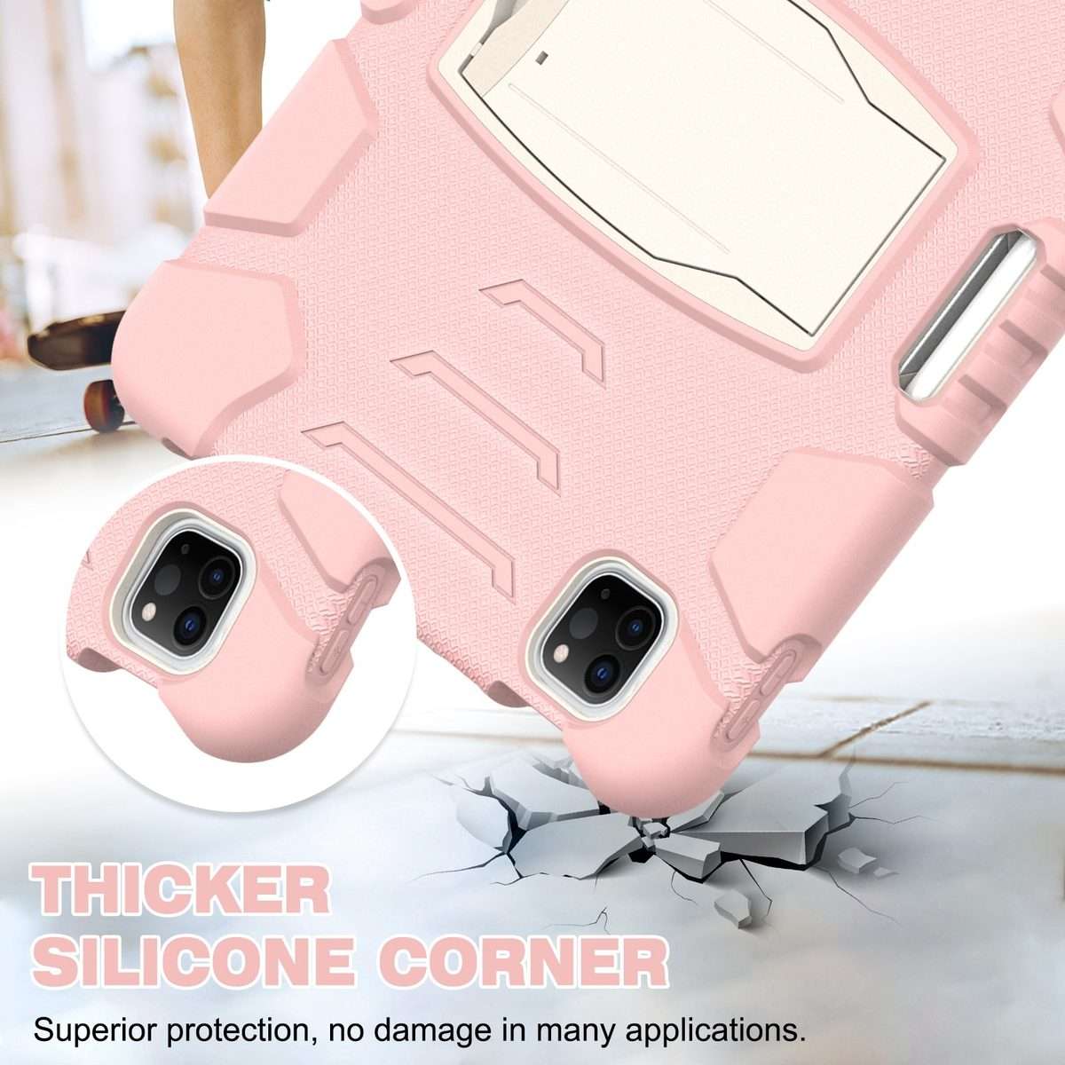For iPad Pro 11 2022 / 2021 / 2020 / 2018 3-Layer Protection Screen Fra ... (Cherry Blossoms Pink)