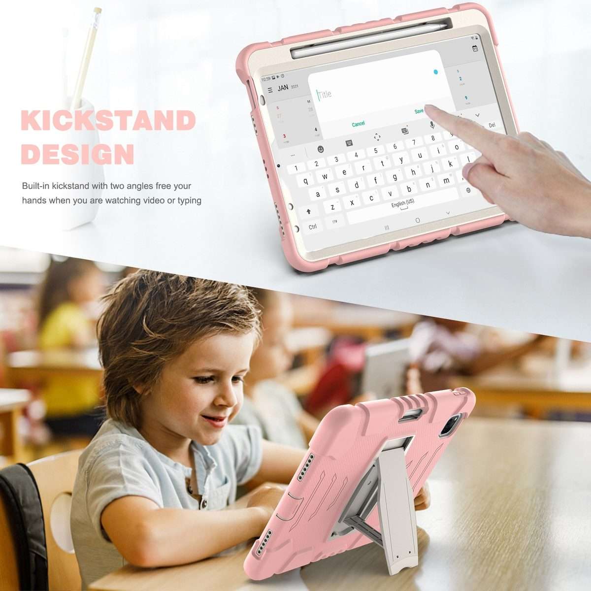 For iPad Pro 11 2022 / 2021 / 2020 / 2018 3-Layer Protection Screen Fra ... (Cherry Blossoms Pink)