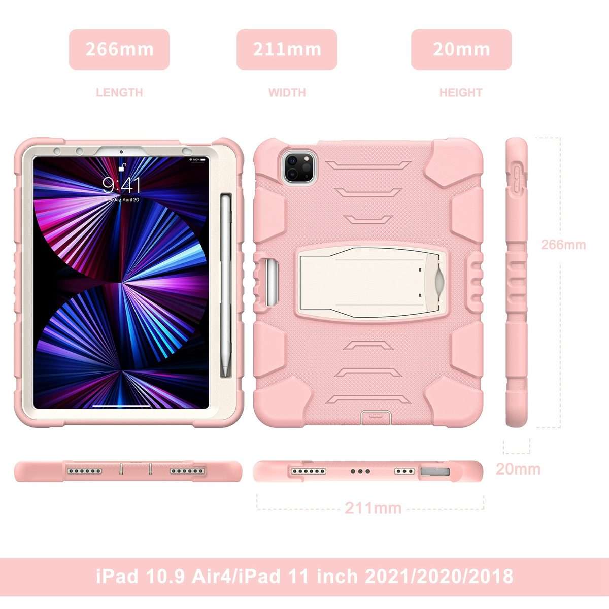 For iPad Pro 11 2022 / 2021 / 2020 / 2018 3-Layer Protection Screen Fra ... (Cherry Blossoms Pink)