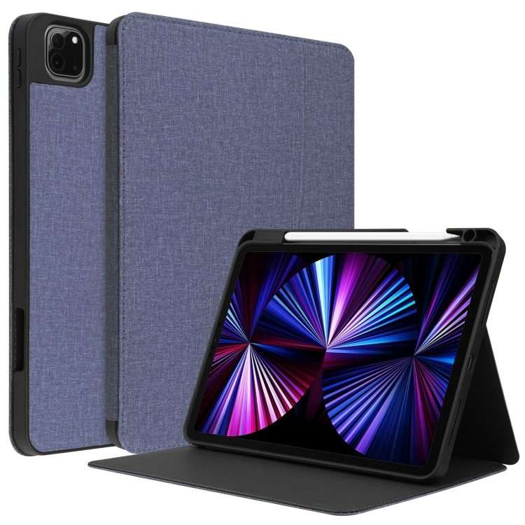 For iPad Pro 11 2022 / 2021 / 2020 / 2018 Cloth Texture TPU Horizontal Flip Leather Tab ... (Blue)