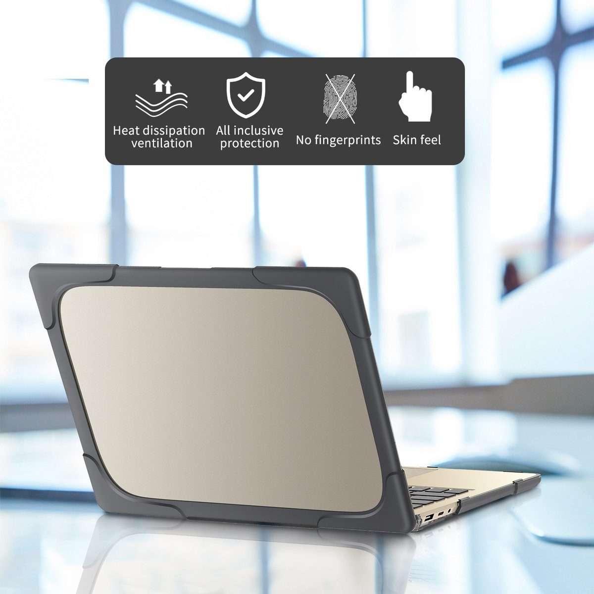 TPU + PC Two-color Anti-fall Laptop Protective Case For Microsoft Surface Laptop 3 / 4 ... (Grey)