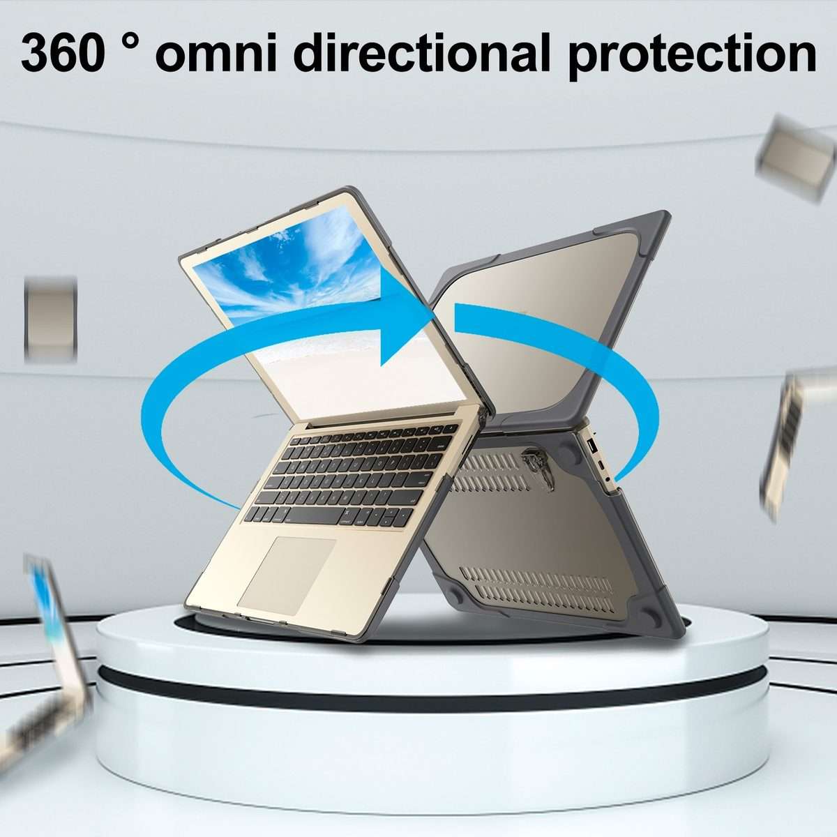 TPU + PC Two-color Anti-fall Laptop Protective Case For Microsoft Surface Laptop 3 / 4 ... (Grey)
