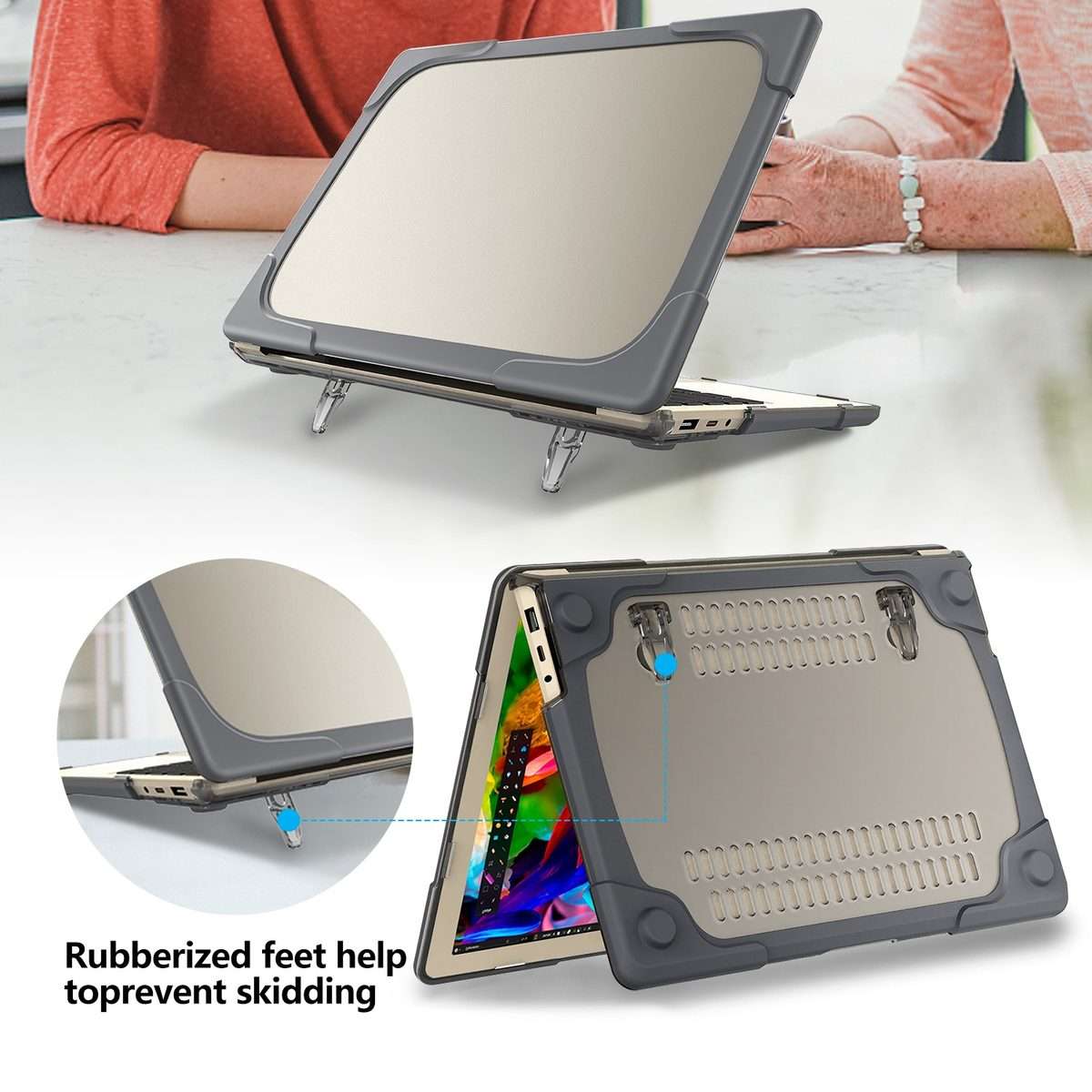 TPU + PC Two-color Anti-fall Laptop Protective Case For Microsoft Surface Laptop 3 / 4 ... (Grey)