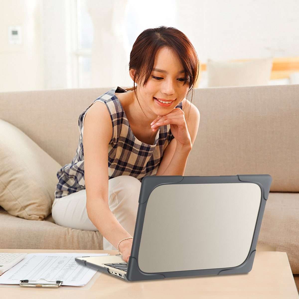 TPU + PC Two-color Anti-fall Laptop Protective Case For Microsoft Surface Laptop 3 / 4 ... (Grey)