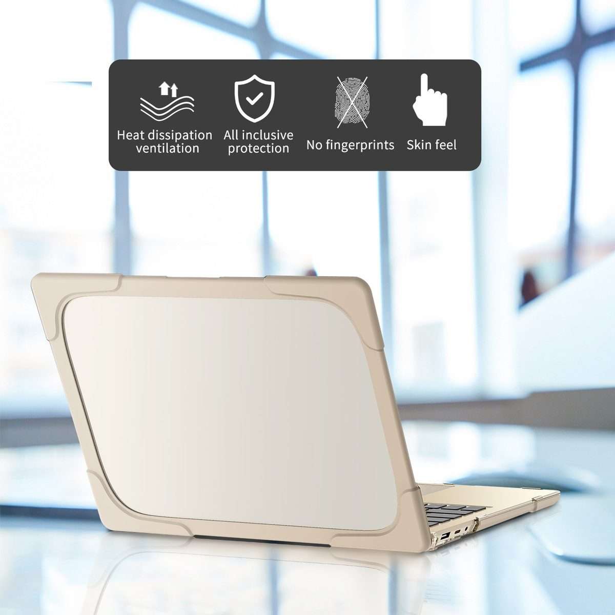 TPU + PC Two-color Anti-fall Laptop Protective Case For Microsoft Surface Laptop 3 / 4 ... (Khaki)