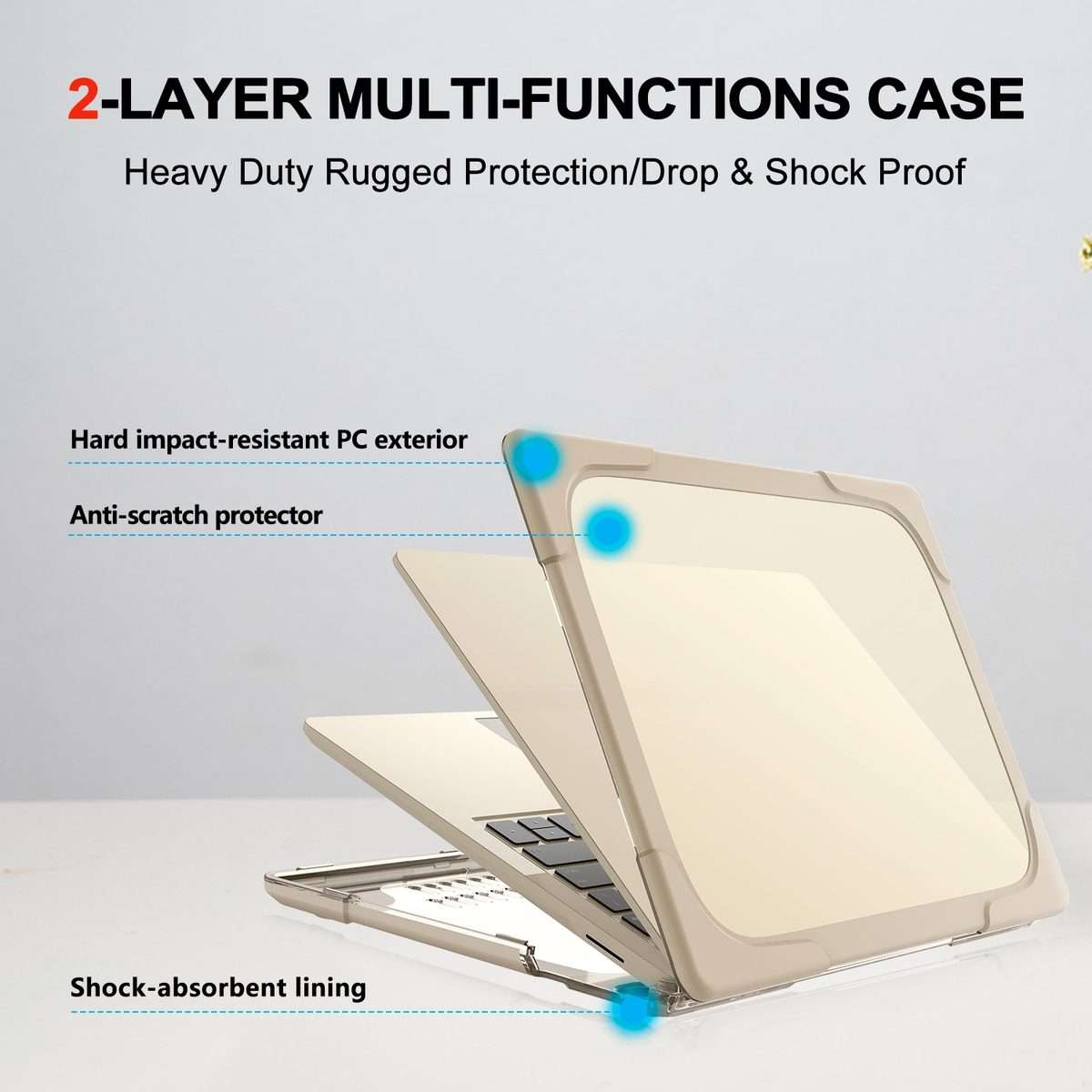 TPU + PC Two-color Anti-fall Laptop Protective Case For Microsoft Surface Laptop 3 / 4 ... (Khaki)