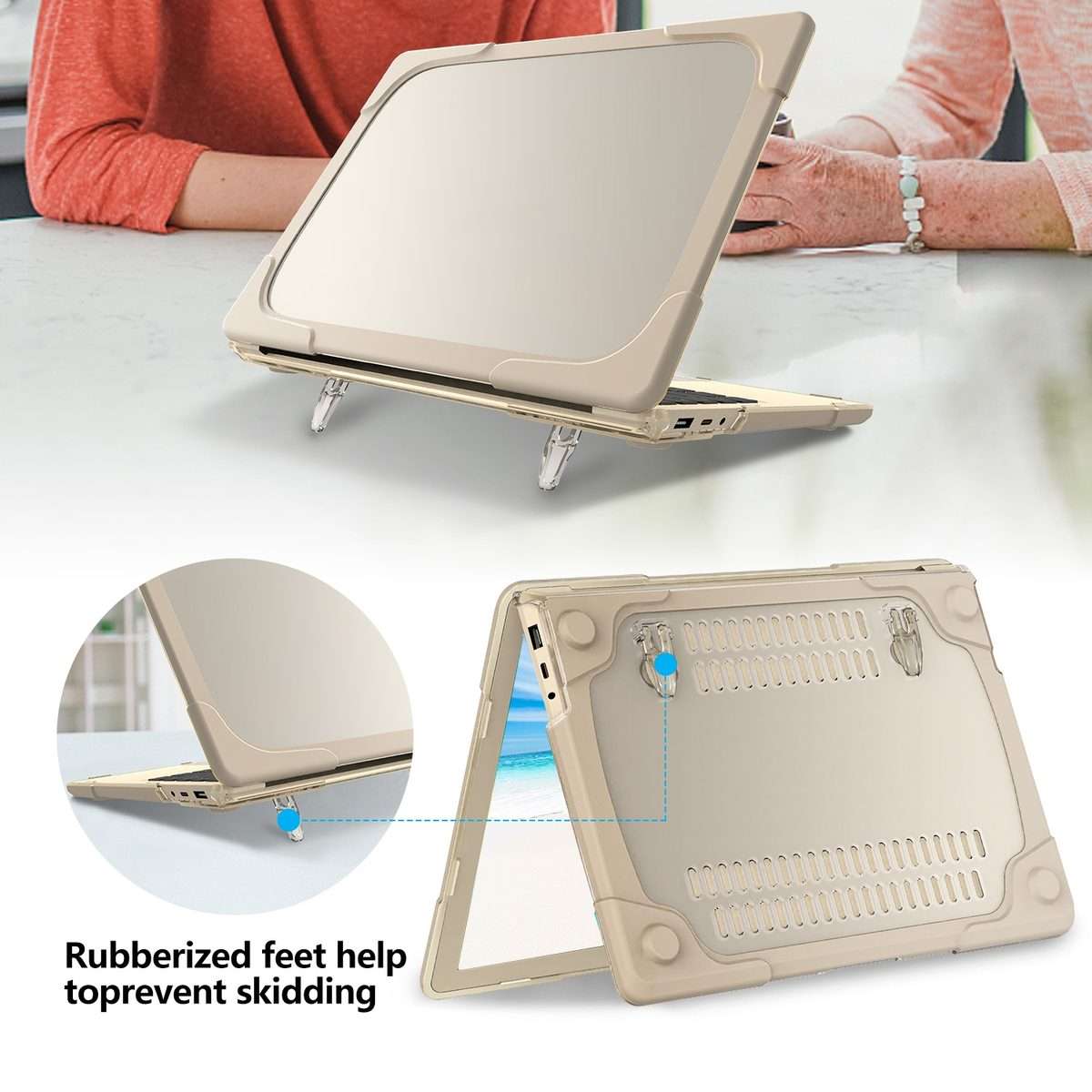 TPU + PC Two-color Anti-fall Laptop Protective Case For Microsoft Surface Laptop 3 / 4 ... (Khaki)