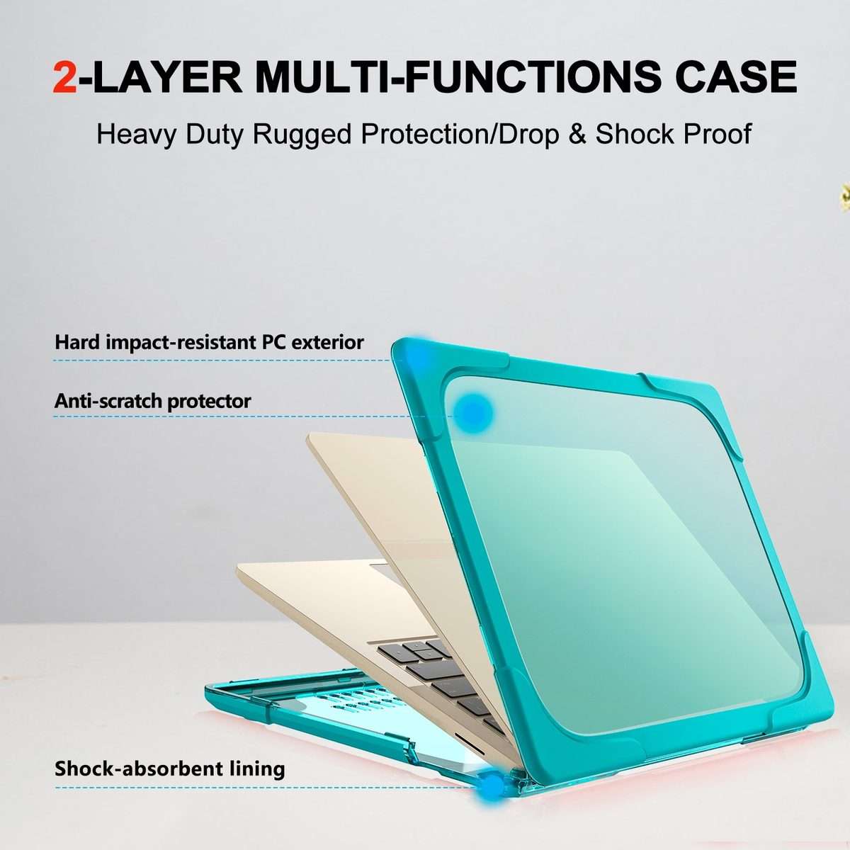 TPU + PC Two-color Anti-fall Laptop Protective Case For Microsoft Surface Laptop 3 ... (Sky Blue)