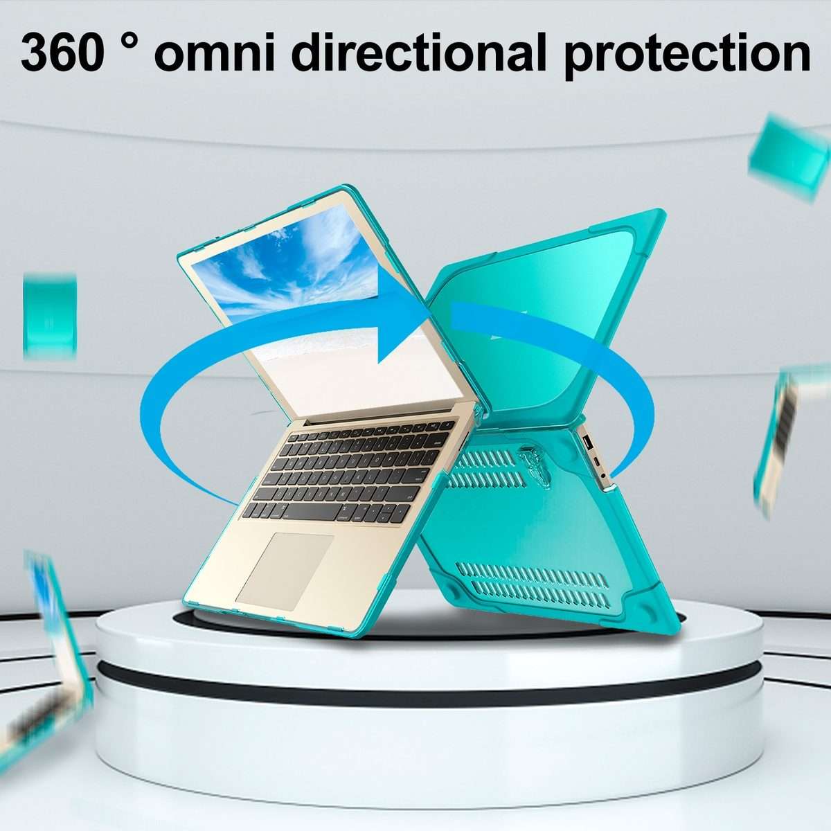 TPU + PC Two-color Anti-fall Laptop Protective Case For Microsoft Surface Laptop 3 ... (Sky Blue)