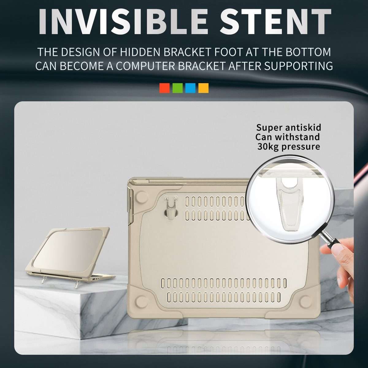 TPU + PC Two-color Anti-fall Laptop Protective Case For Microsoft Surface Go 1 / 2 12. ... (Khaki)