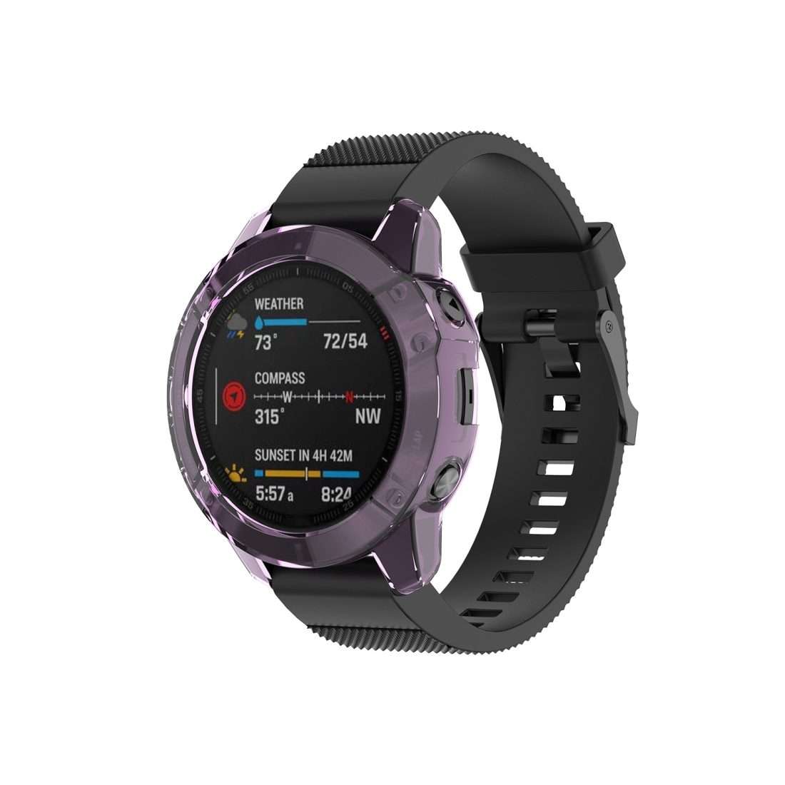 For Garmin Fenix 6 / 6 Pro Smart Watch Half Coverage TPU Protective Case(Transparent Purple)