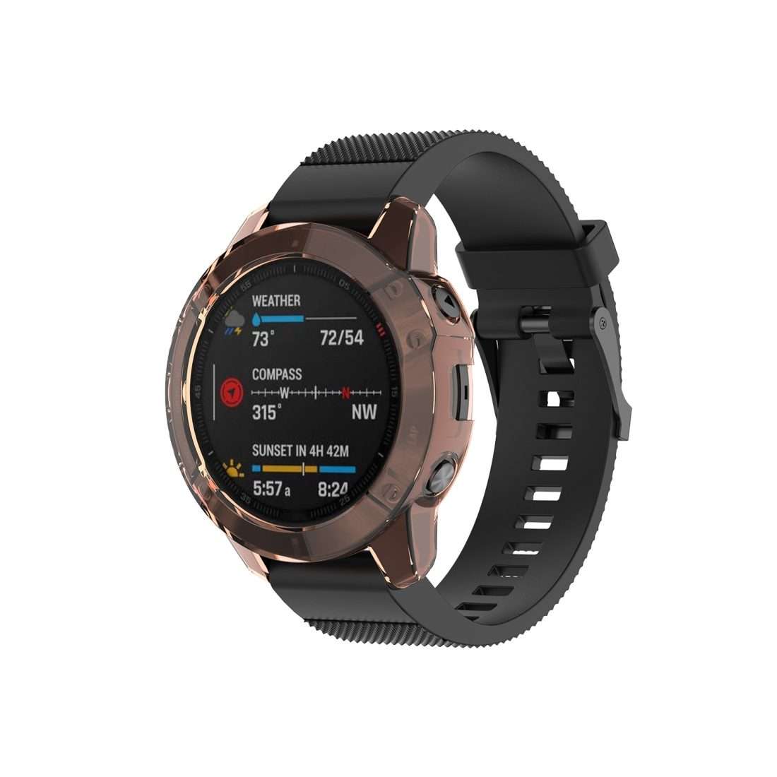 For Garmin Fenix 6 / 6 Pro Smart Watch Half Coverage TPU Protective Case(Transparent Orange)