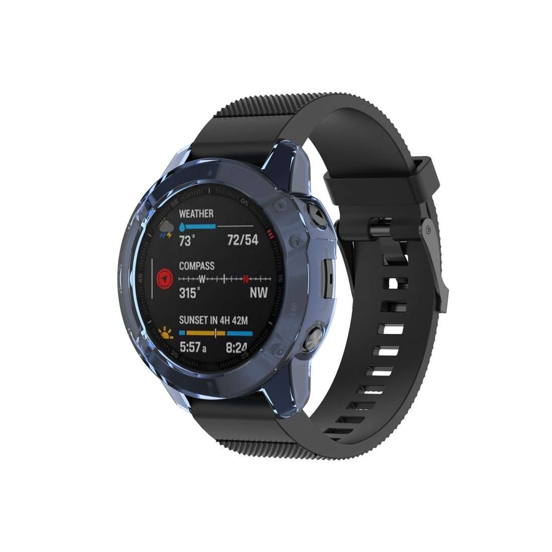 For Garmin Fenix 6 / 6 Pro Smart Watch Half Coverage TPU Protective Case(Transparent Blue)
