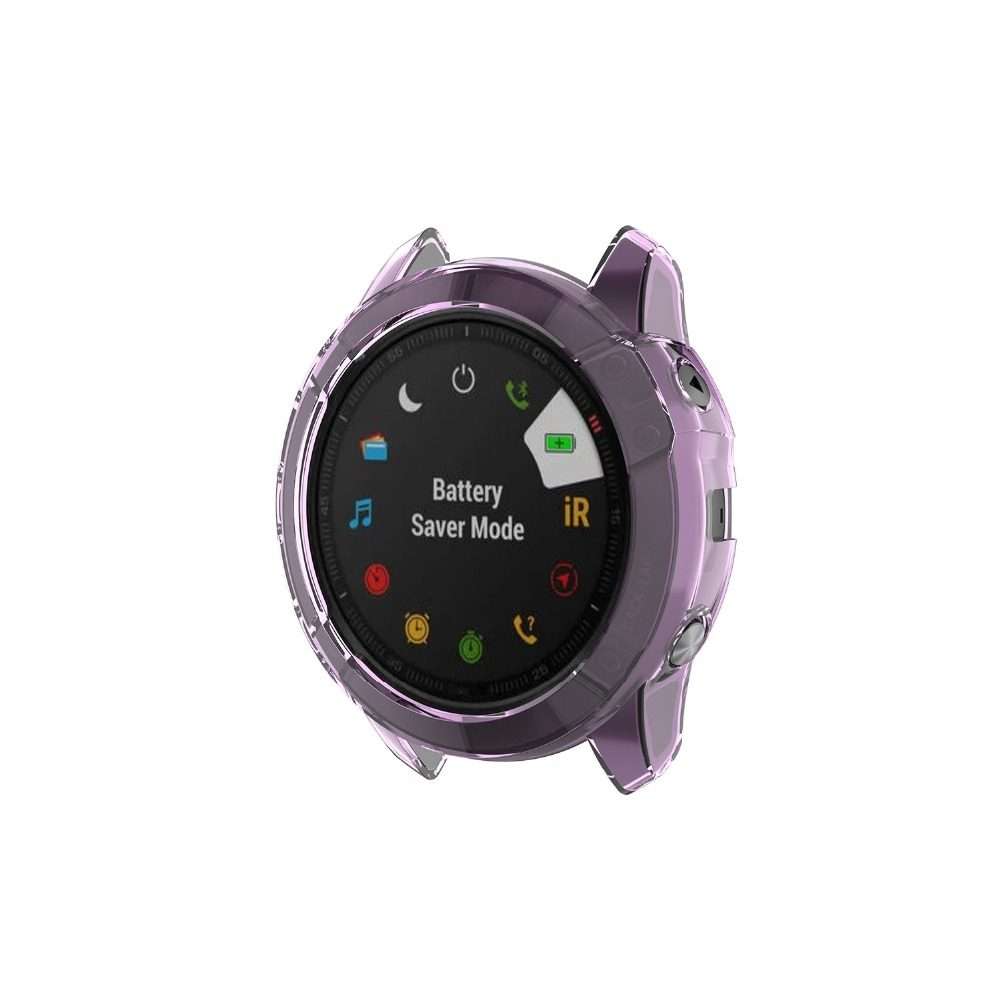 For Garmin Fenix 6X / 6X Pro Smart Watch Half Coverage TPU Protective Case(Transparent Purple)