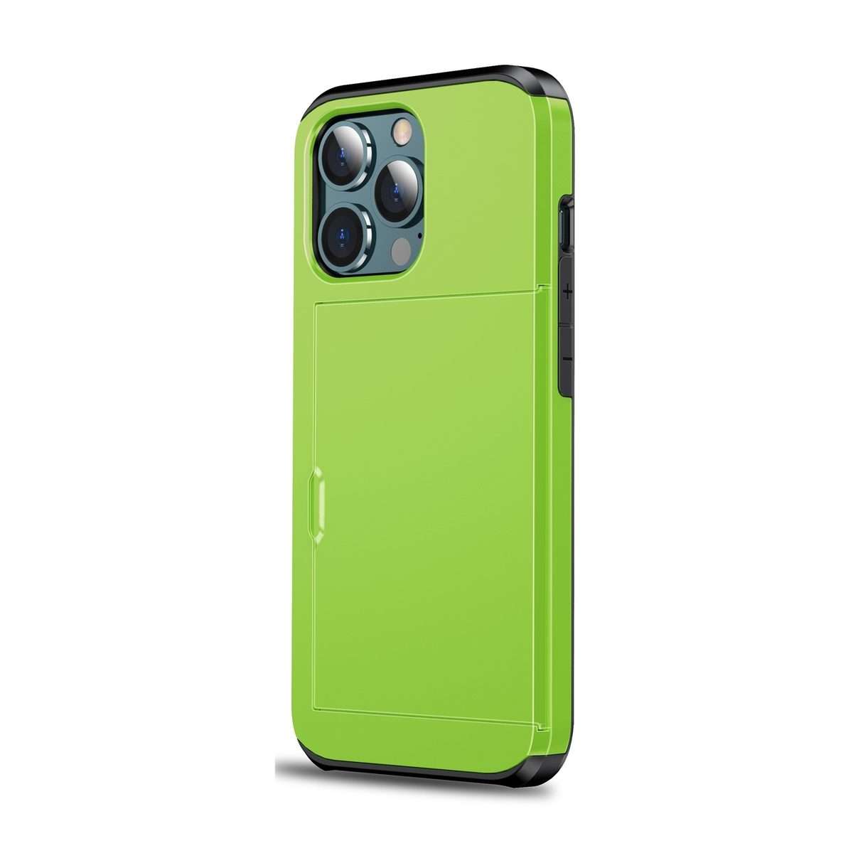 For iPhone 13 Shockproof Armor Protective Case with Slide Card Slot(Green)