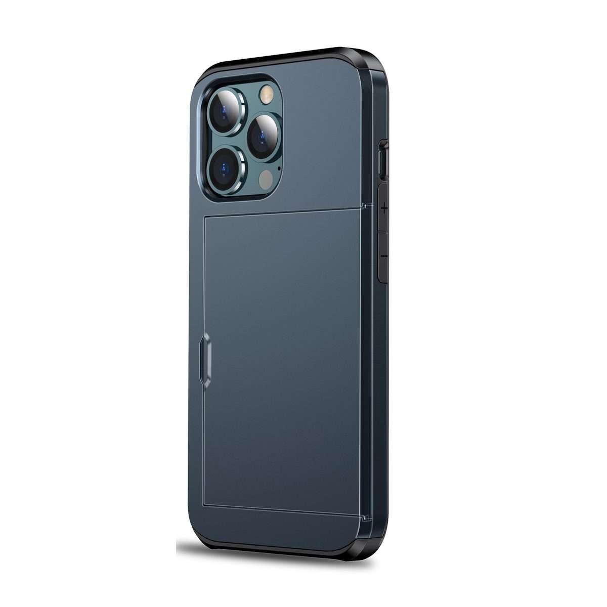 For iPhone 13 Shockproof Armor Protective Case with Slide Card Slot(Dark)