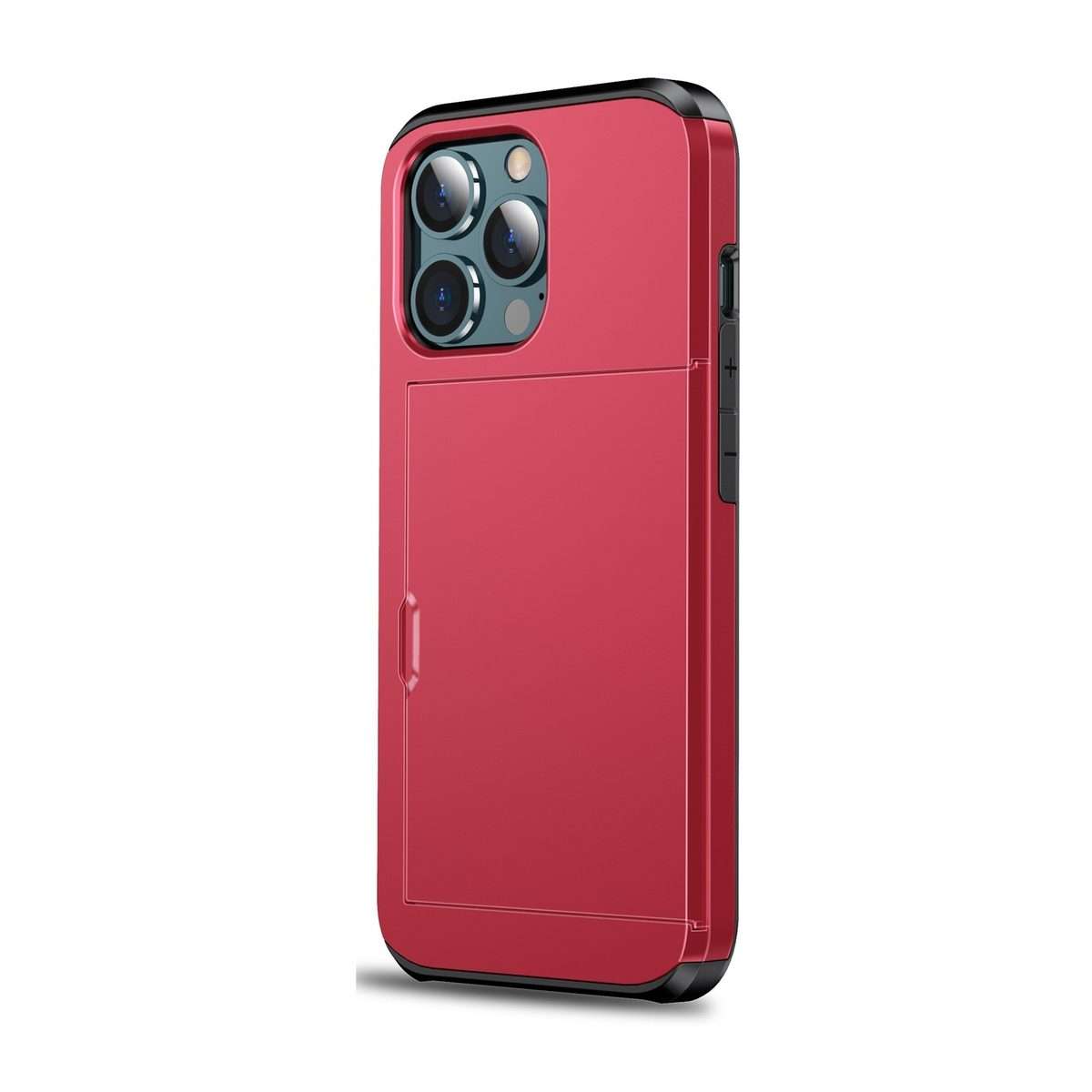 For iPhone 13 Pro Shockproof Armor Protective Case with Slide Card Slot (Red)
