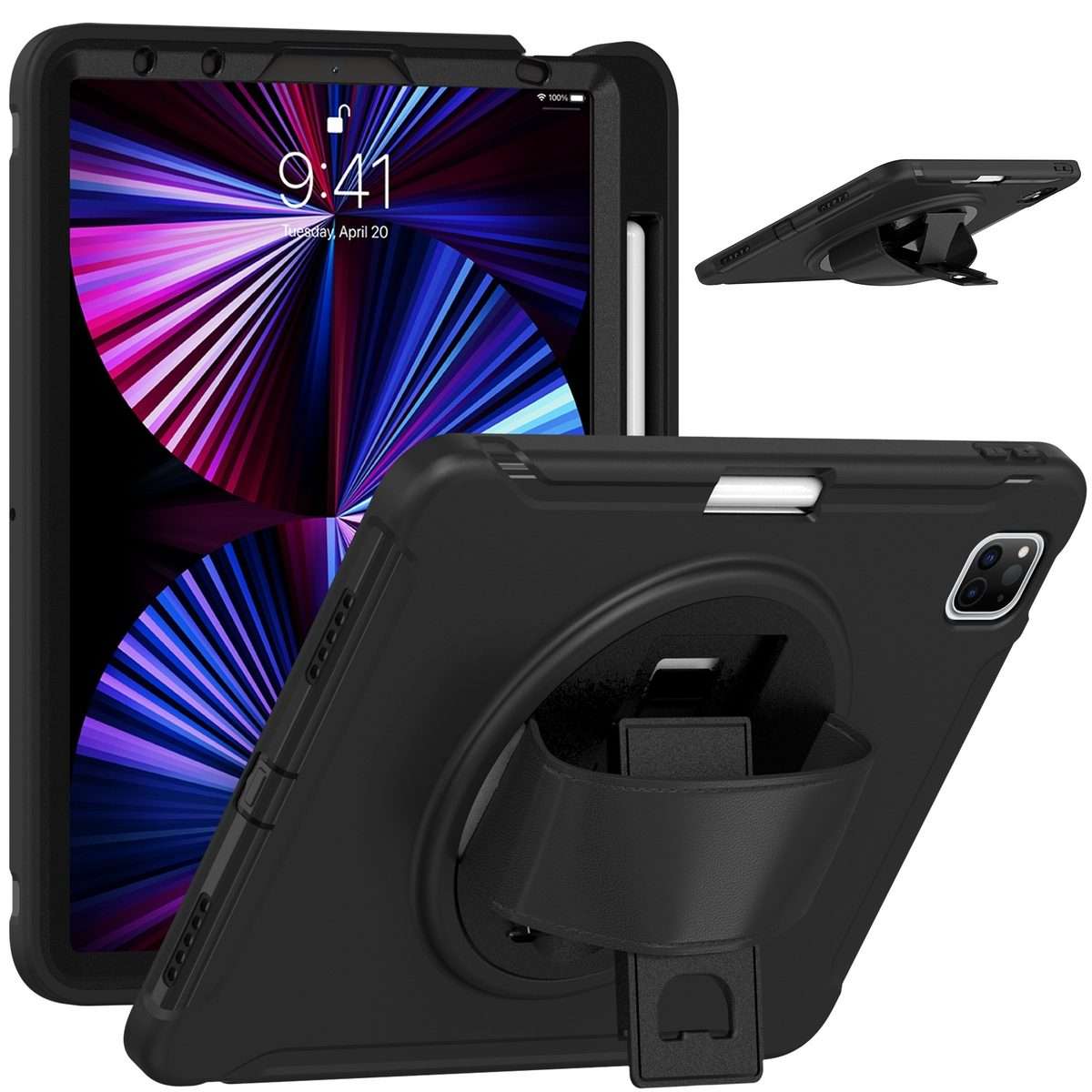 For iPad Pro 11 2022 / 2021 / 2020 / 2018 360 Degree Rotation PC + TPU Protective Tabl ... (Black)