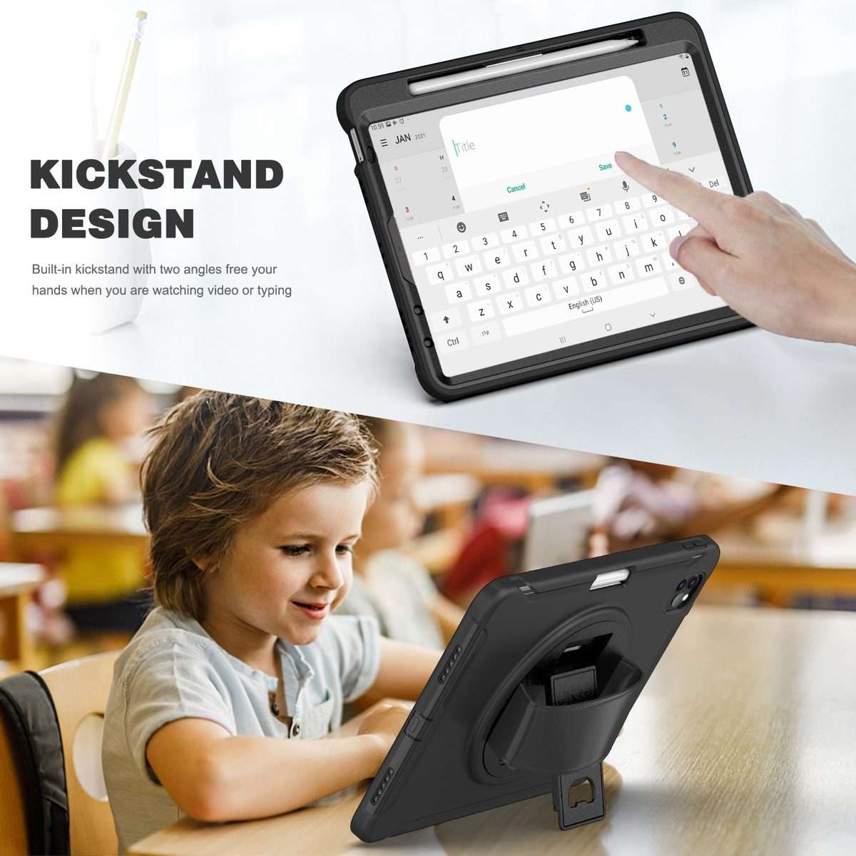 For iPad Pro 11 2022 / 2021 / 2020 / 2018 360 Degree Rotation PC + TPU Protective Tabl ... (Black)