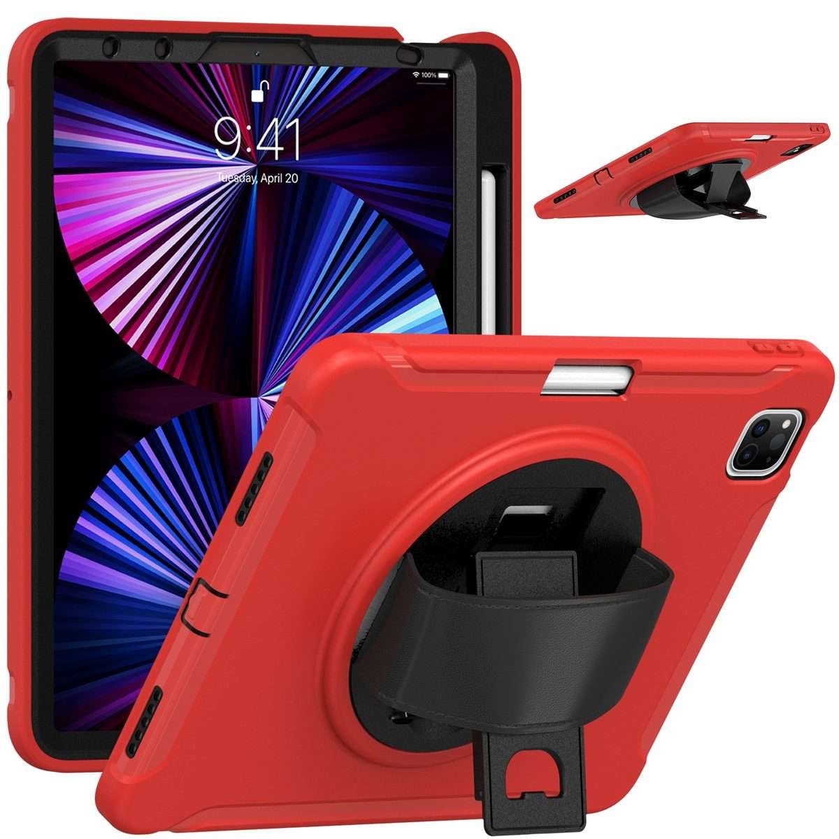 For iPad Pro 11 2022 / 2021 / 2020 / 2018 360 Degree Rotation PC + TPU Protective Tablet ... (Red)