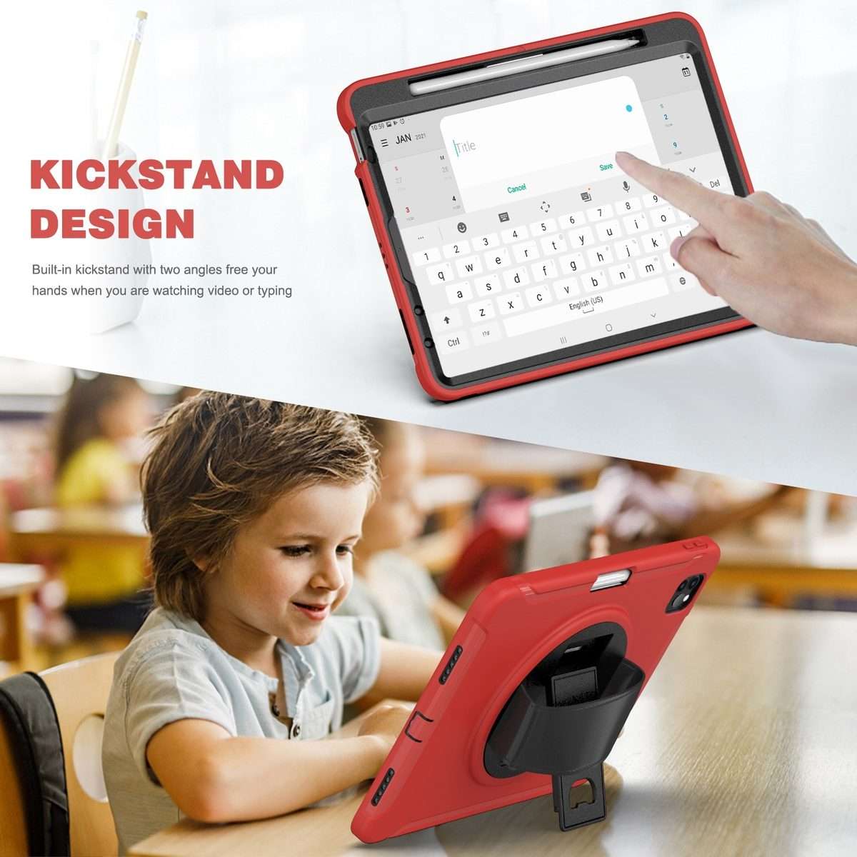 For iPad Pro 11 2022 / 2021 / 2020 / 2018 360 Degree Rotation PC + TPU Protective Tablet ... (Red)