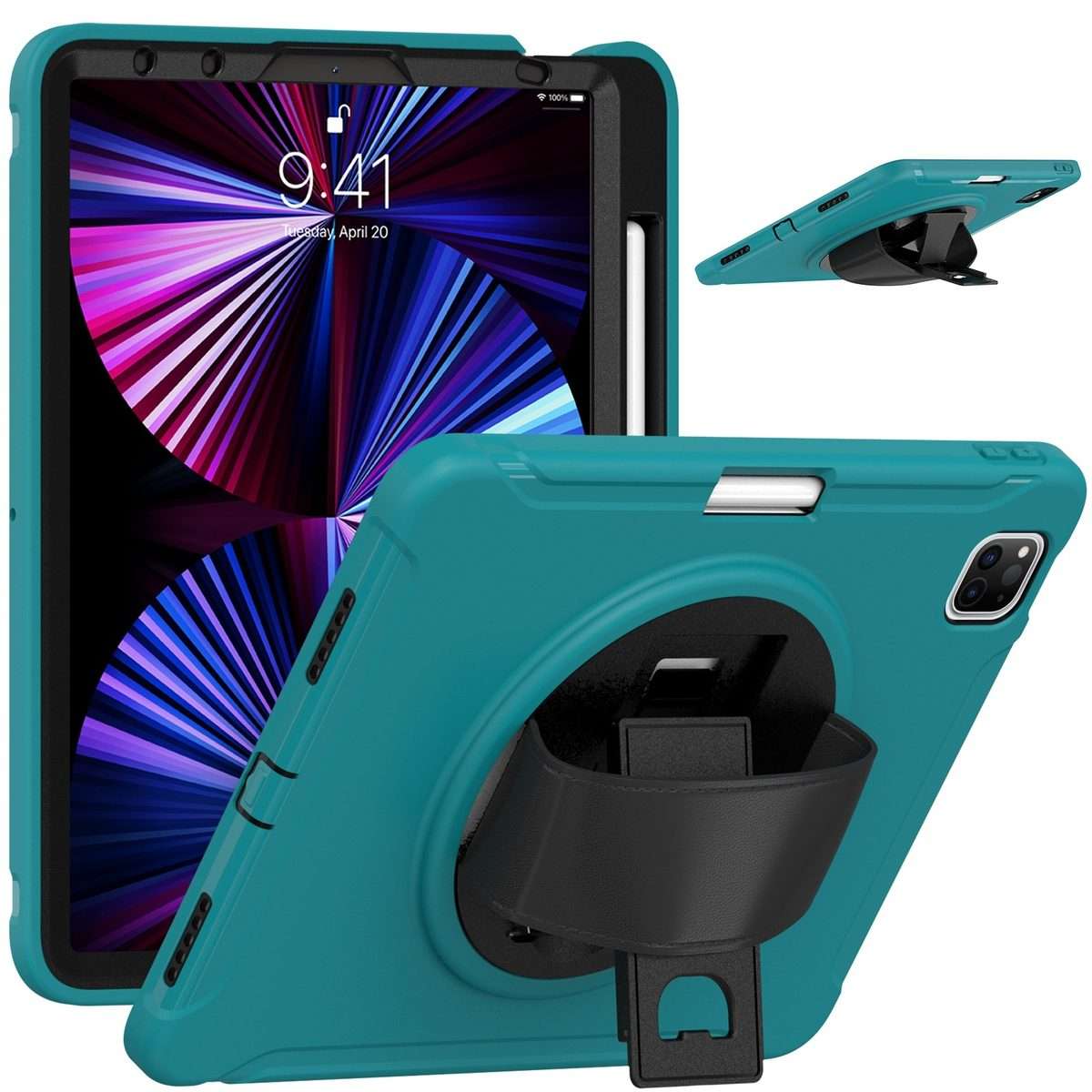 For iPad Pro 11 2022 / 2021 / 2020 / 2018 360 Degree Rotation PC + TPU Protective Table ... (Blue)