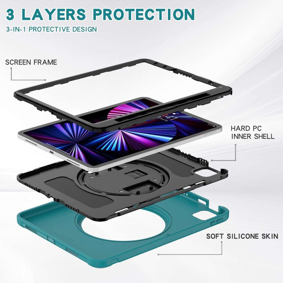 For iPad Pro 11 2022 / 2021 / 2020 / 2018 360 Degree Rotation PC + TPU Protective Table ... (Blue)