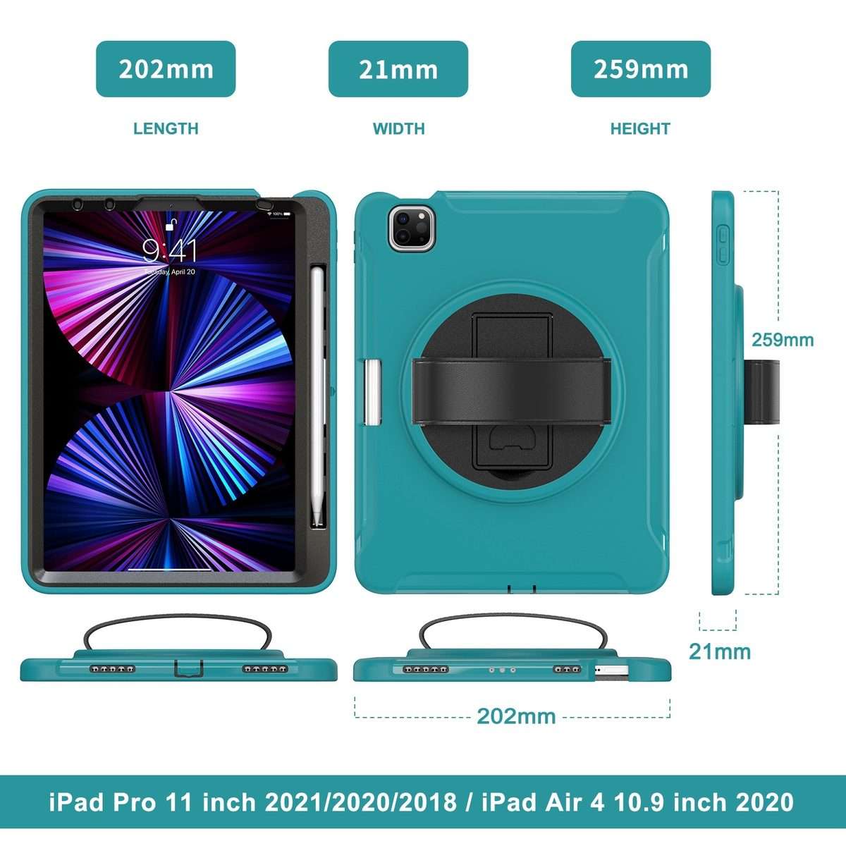 For iPad Pro 11 2022 / 2021 / 2020 / 2018 360 Degree Rotation PC + TPU Protective Table ... (Blue)