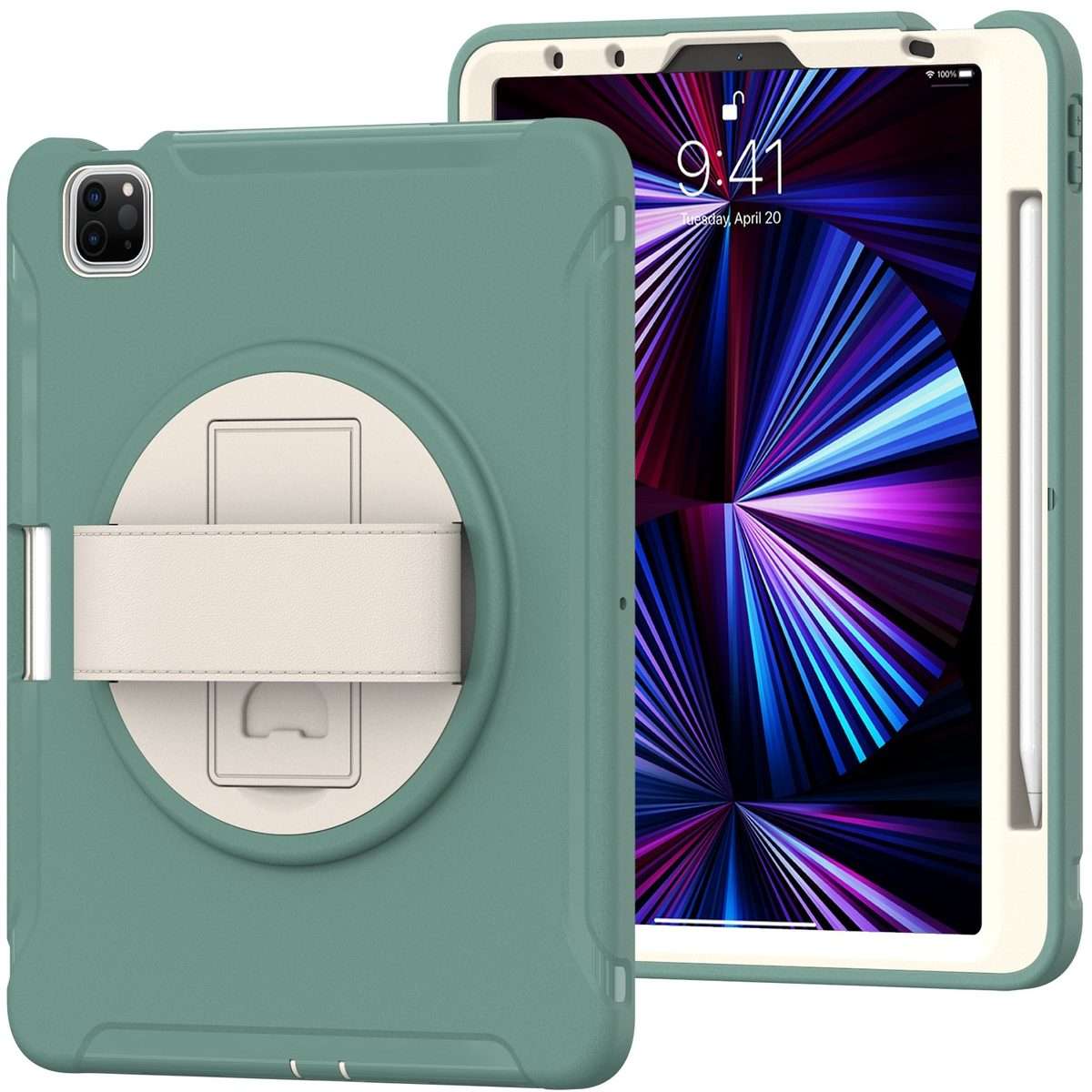 For iPad Pro 11 2022 / 2021 / 2020 / 2018 360 Degree Rotation PC + TPU Protec ... (Emmerald Green)